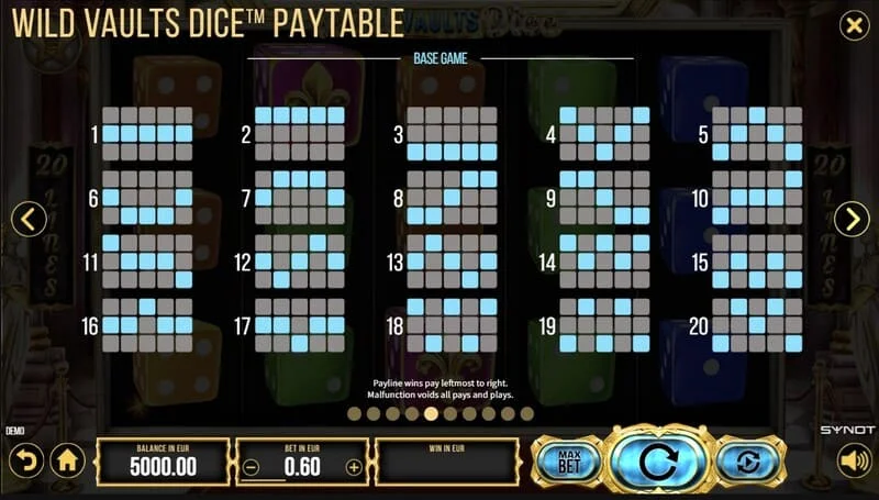 Wild Vaults Dice - Wild Dice na may multiplier sa panalong linya